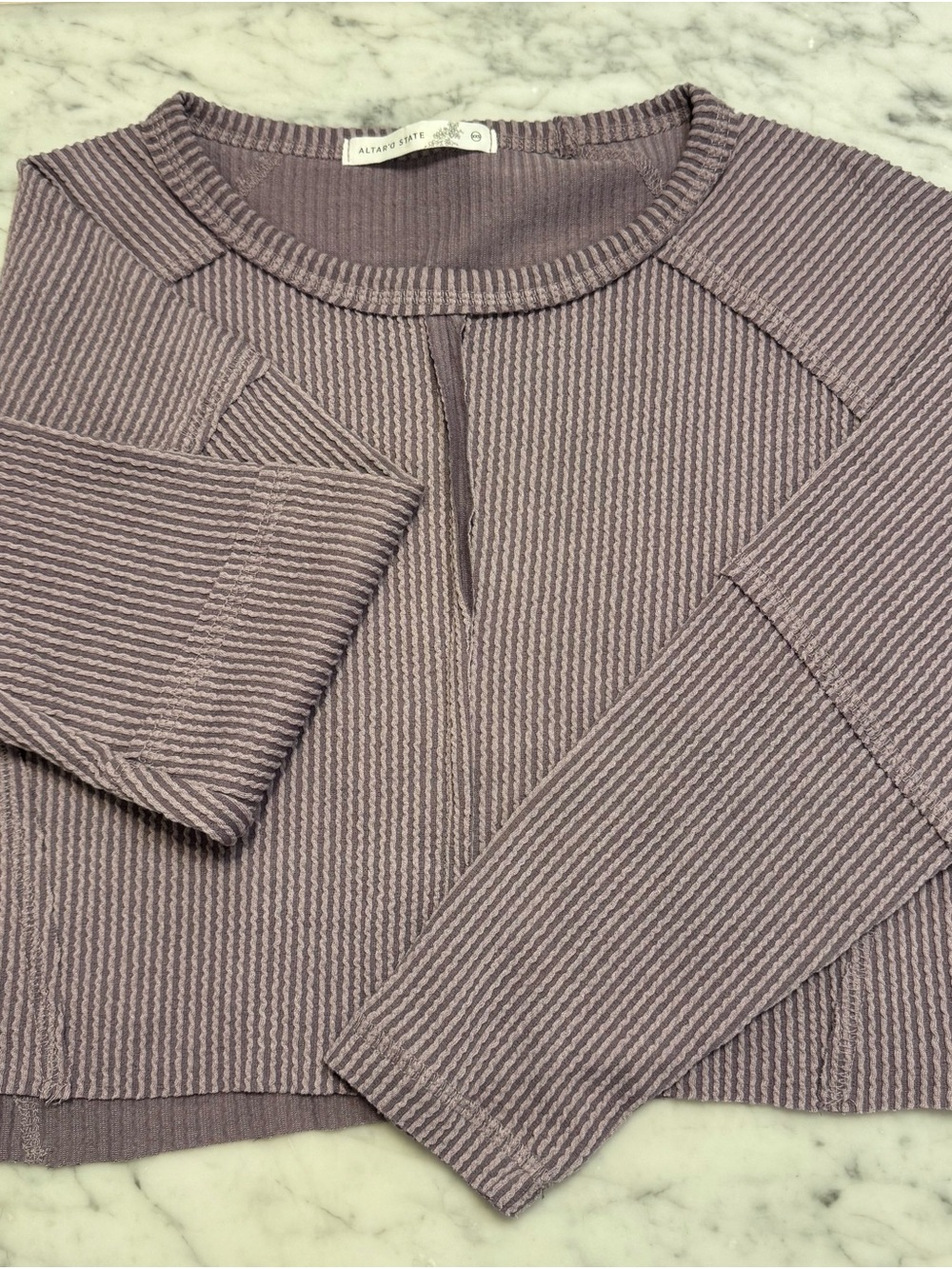 Altar'd State Dusty Lavender Ribbed Scoop Neck Sweater